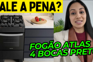 Fogão Atlas 4 Bocas Preto Atenas Glass